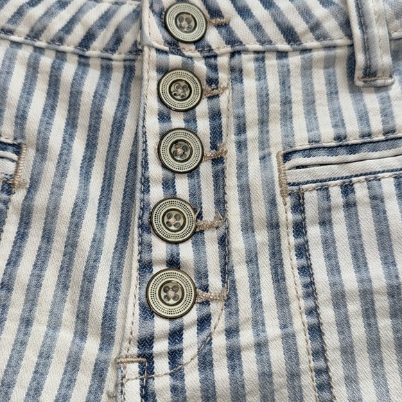 Pilcro Anthropologie shorts denim jean pockets striped high rise slim 26 - Picture 2 of 7
